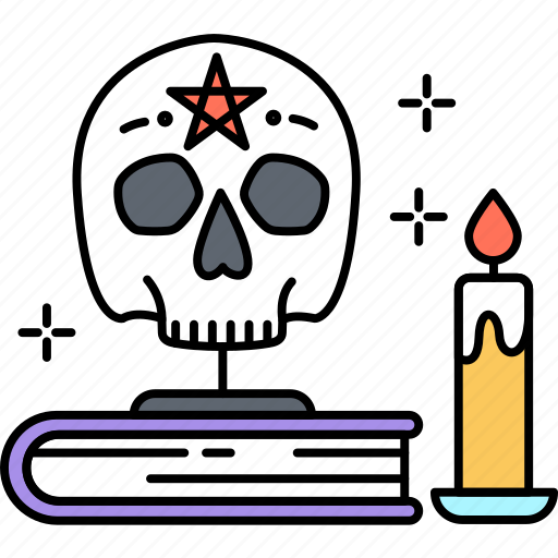 Skull, satanismbook, candle icon - Download on Iconfinder