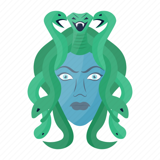 Medusa, gorgo, venomous snakes, multiple snakes, female head, mythological creature icon - Download on Iconfinder