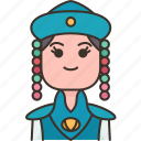 mongolian, ethnic, costume, culture, female