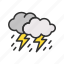 thunderstorm, storm, forecast, rain, lightning bolt, thunderbolt, climate, clouds 