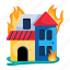 burning house, burning home, house fire, fire disaster, building fire 