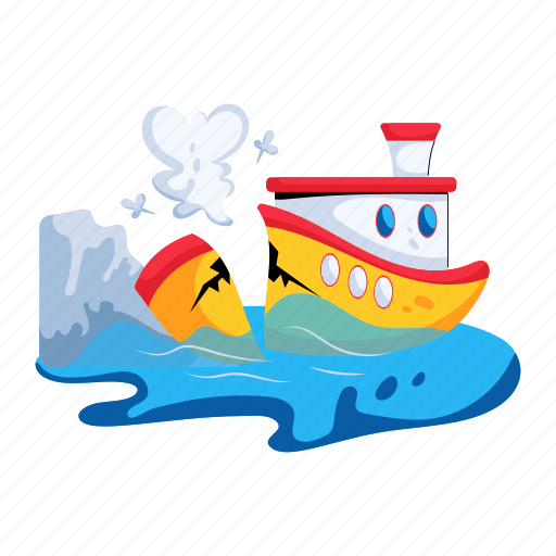Wrecked ship, marine accident, broken ship, ship drowning, sinking ship icon - Download on Iconfinder