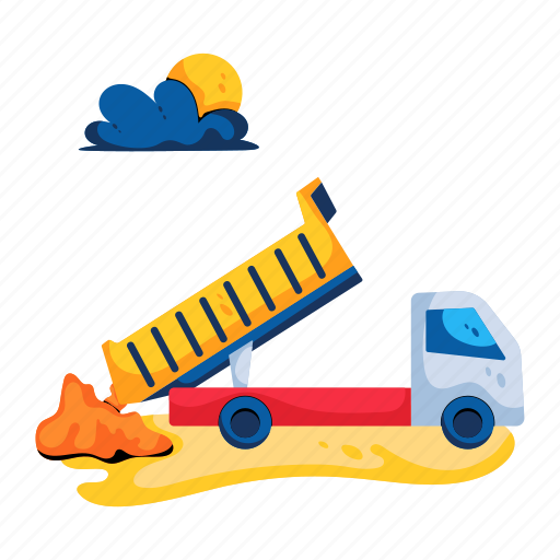 Unloading waste, dumper truck, tipper truck, dumper vehicle, unloading trash icon - Download on Iconfinder