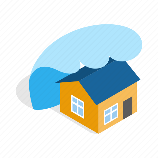 Danger, disaster, flood, house, isometric, tsunami, water icon - Download on Iconfinder