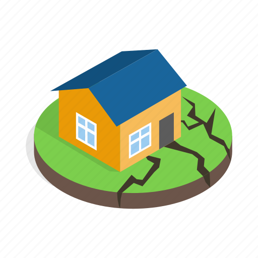 Damage, destruction, disaster, earthquake, home, house, isometric icon - Download on Iconfinder
