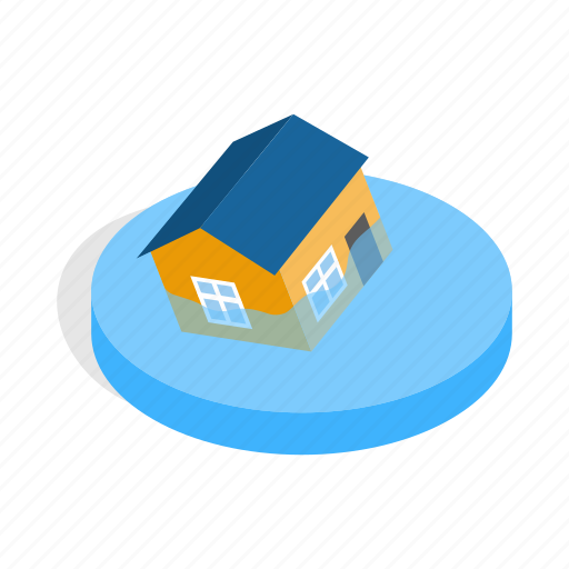 Disaster, flood, home, house, insurance, isometric, water icon - Download on Iconfinder
