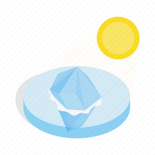 Arctic, cold, ice, iceberg, isometric, sun, water icon - Download on Iconfinder