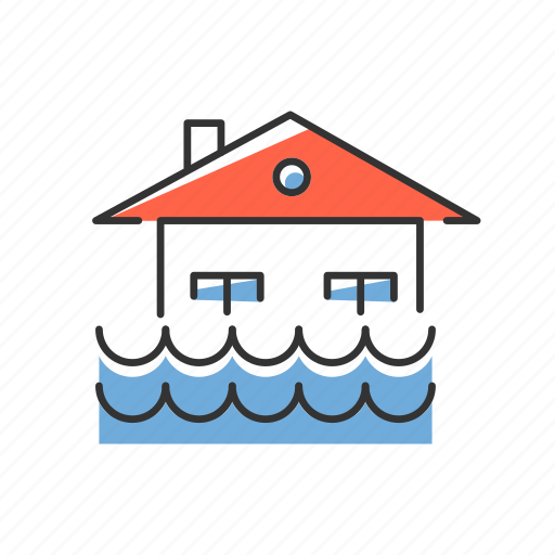 Building, color, disasters, flood, natural, overflow, water icon - Download on Iconfinder