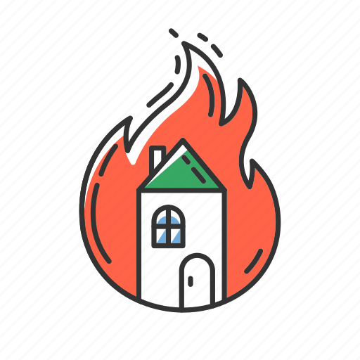 Burning, color, conflagration, disasters, fire, house, natural icon - Download on Iconfinder