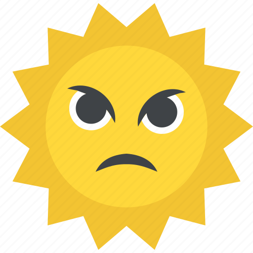 Angry sun, cartoon sun, hot weather, nature, summer season icon - Download on Iconfinder