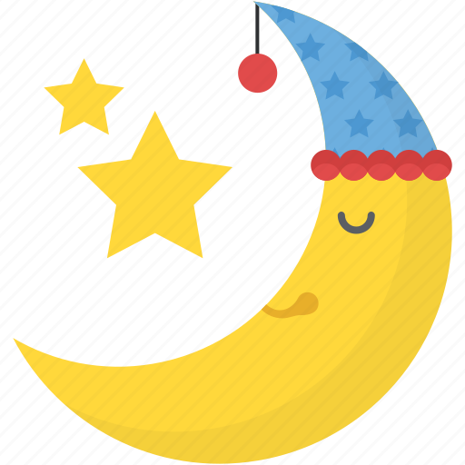 Moon and stars, nature, party night concept, pleasant night, smiling moon icon - Download on Iconfinder