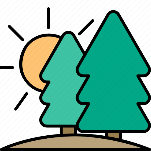 Pine trees, sun, nature, weather icon - Download on Iconfinder