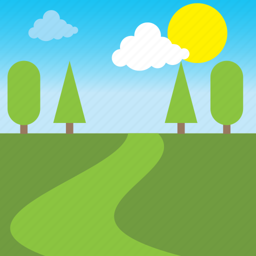 Landscape, nature, pleasant day, summer season, way in greenland icon - Download on Iconfinder