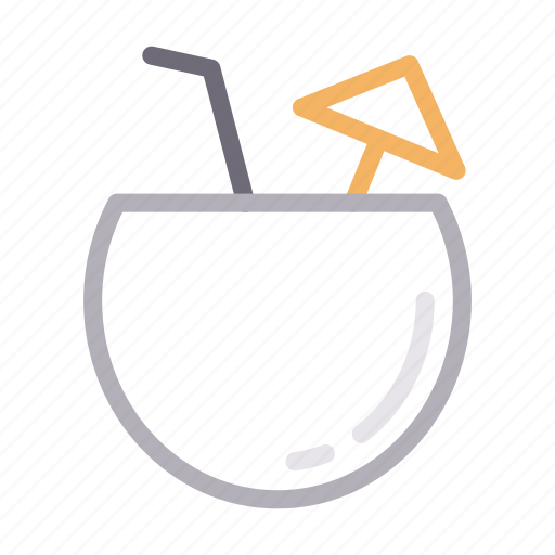 Coconut, drink, fruit, juice, straw icon - Download on Iconfinder