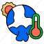 global, warming, burning, heat, fire, world, warningicons 