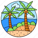 palm tree, landscape, nature, love, island, beach