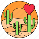 landscape, nature, love, cactus, desert, heart, plant