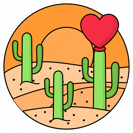 Landscape, nature, love, cactus, desert, heart, plant icon - Download on Iconfinder