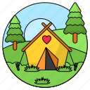 tree, camping, tent, hiking, hill, landscape, nature love