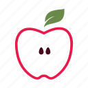 apple, core, half, inside, nature, red, seed