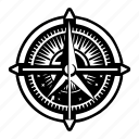 compass, tool, directional, navigational, nautical, symbol