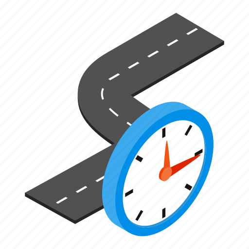 Clock, isometric, road, street, transportation, travel, way icon - Download on Iconfinder