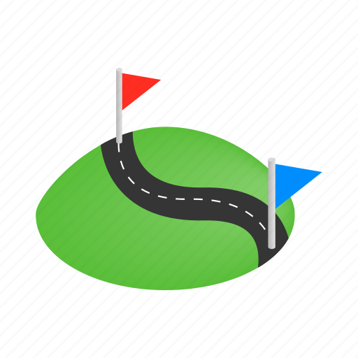 Direction, flag, isometric, map, road, speed, way icon - Download on Iconfinder