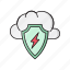 cloud, database, secure, server, shield 