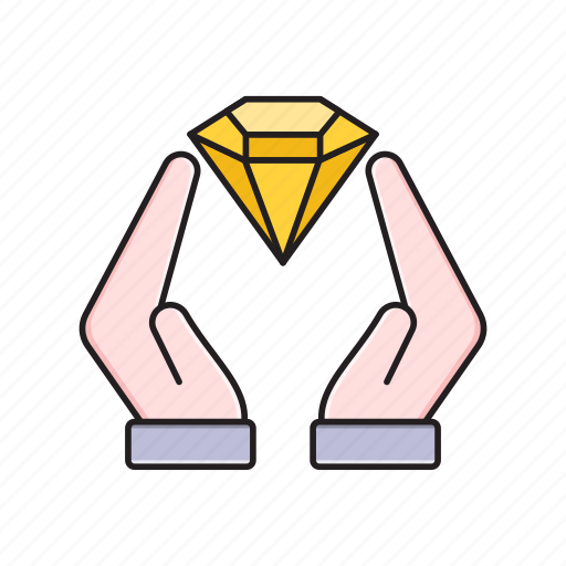 Diamond, hand, protection, quality, secure icon - Download on Iconfinder