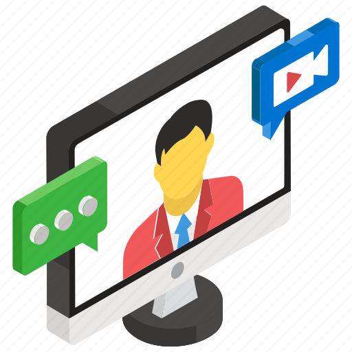 Video chat, video communication, video presentation, web conference, webinar icon - Download on Iconfinder