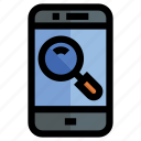 mobile phone, smartphone, loupe, phone, search, technology, device