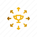 trophy, deals, arrows, networking, connection