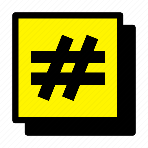 Hashtag, sign, traffic, brutal, neubrutalism, solidstyle, strongline icon - Download on Iconfinder