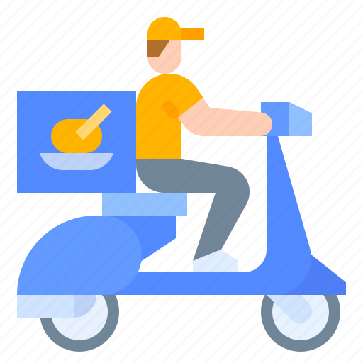 Deliver, delivery, food, man, scooter icon - Download on Iconfinder