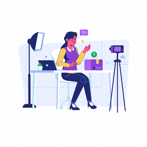 Vlog, camera, video, broadcast, multimedia, youtuber, work from home illustration - Download on Iconfinder