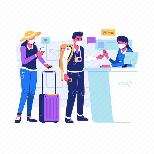 Vacation, travel, holiday, tourism, new normal, airport illustration - Download on Iconfinder