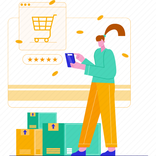 New, normal, shopping, online, ecommerce, stay at home, cart illustration - Download on Iconfinder
