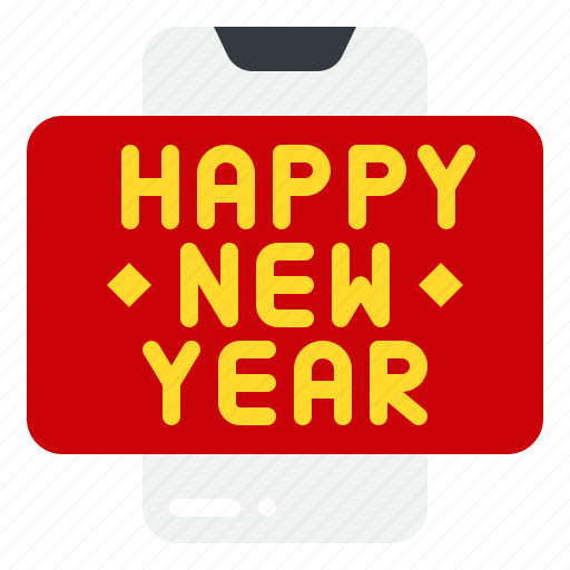 Mobile, phone, smartphone, cell, happy, new, year icon - Download on Iconfinder