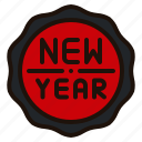badge, happy, new, year, celebration, sticker, signal, sign