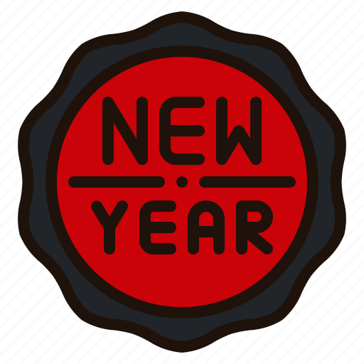 Badge, happy, new, year, celebration, sticker, signal icon - Download on Iconfinder