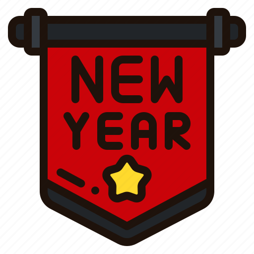 New, year, happy, party, banner, ribbon icon - Download on Iconfinder