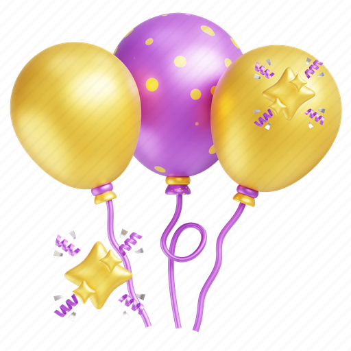 Balloons, balloon, party, decoration, celebration, nitrogen, new 3D illustration - Download on Iconfinder