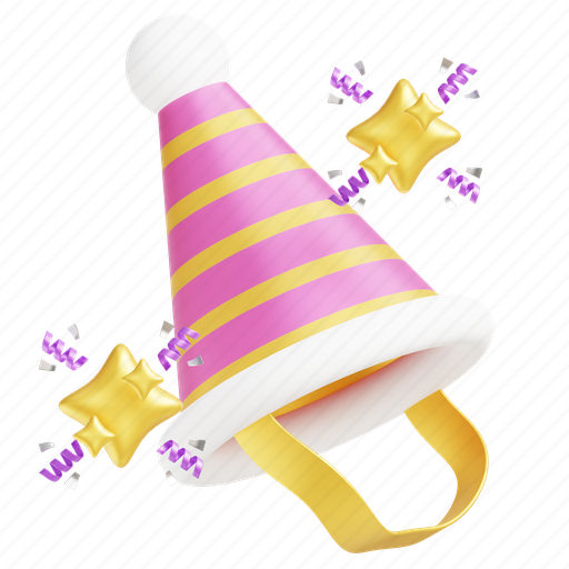 Party, hat, birthday, cap, conical, new, year 3D illustration - Download on Iconfinder