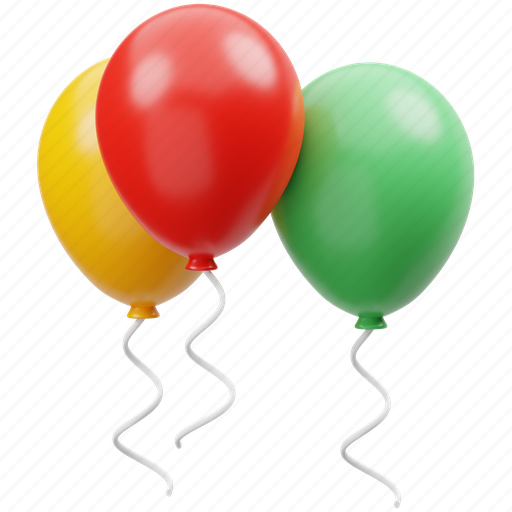 Balloons, birthday, new year, decoration, party, celebration, christmas 3D illustration - Download on Iconfinder