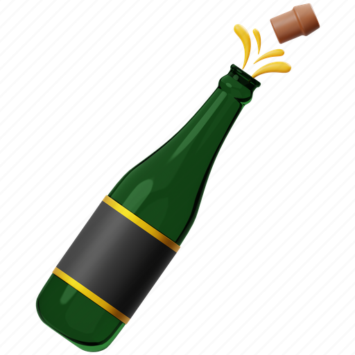 Champagne, drink, bottle, celebration, beverage, party 3D illustration - Download on Iconfinder