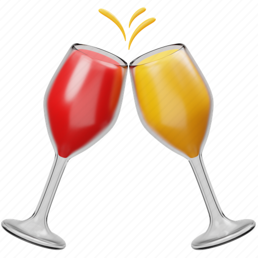Cheers, drink, glass, cup, party, celebration, beverage 3D illustration - Download on Iconfinder