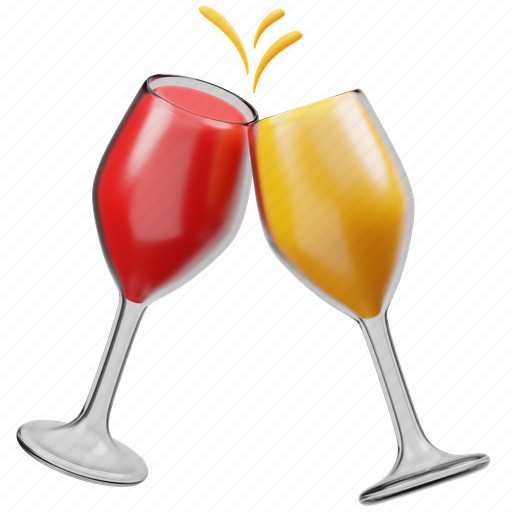 Cheers, champagne, party, celebration, drinks, wine, glass 3D illustration - Download on Iconfinder