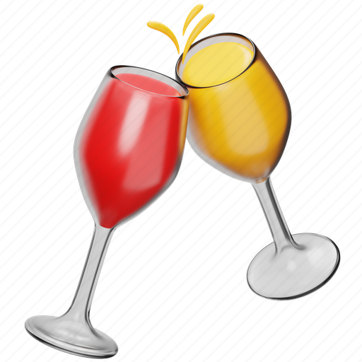 Cheers, champagne, party, drinks, wine, glass, drink 3D illustration - Download on Iconfinder
