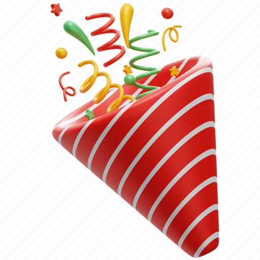 Confetti, birthday, christmas, party popper, party, fun, celebration 3D illustration - Download on Iconfinder