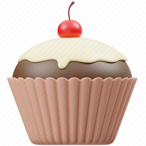 Cupcake, cake, food, sweet, dessert, cooking, cream 3D illustration - Download on Iconfinder